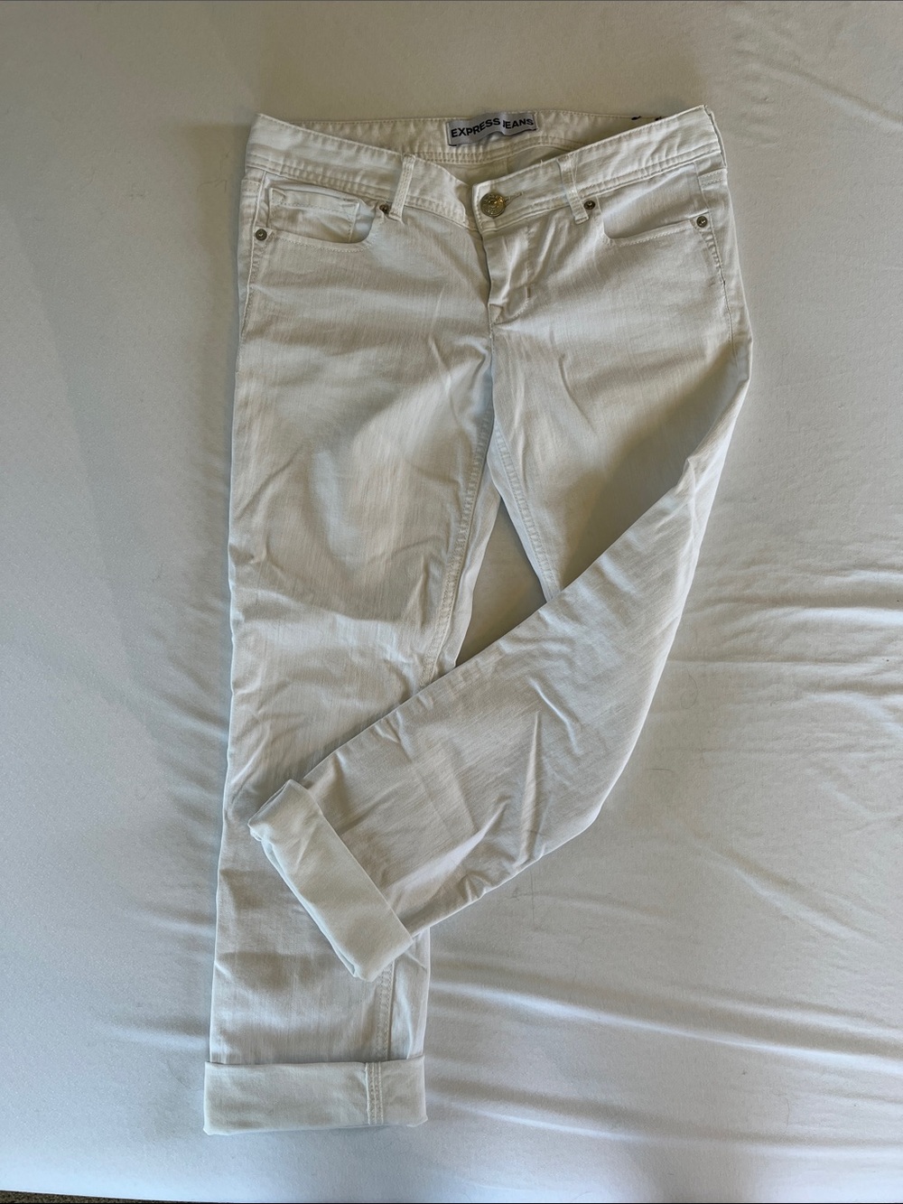 Express White Cropped Skinny Jeans